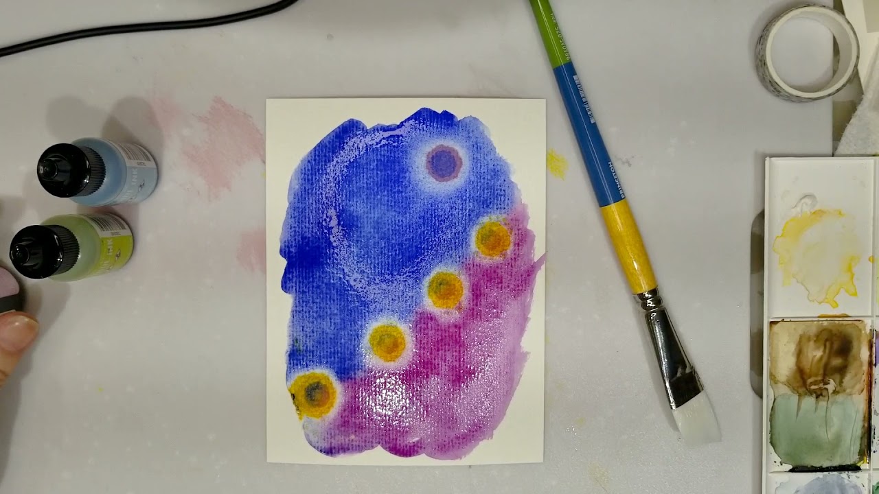 #169 A fun way to use watercolor and alcohol ink together.
