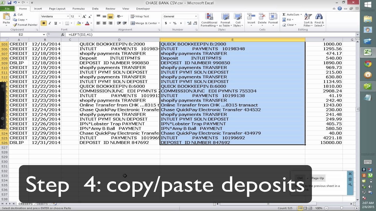 Importing (Copy/Paste from Excel) Bank Data into QuickBooks Desktop Accountant  *