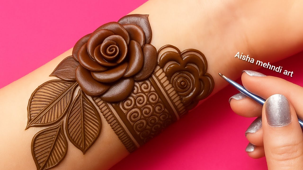 10 Day's Challenge  Day 1 Rose Floral Mehndi Designs || Front Hand Beautiful Mehndi Designs