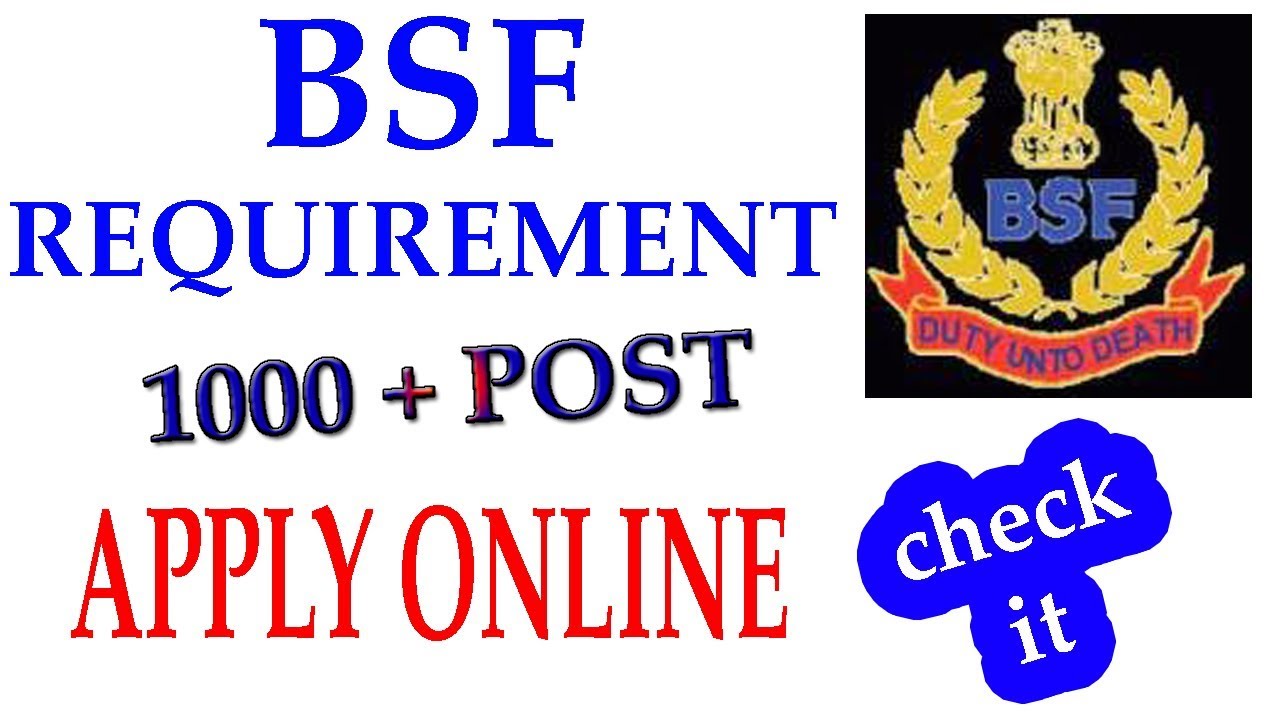 BSF Recruitment 2019: Head Constable (1072 Posts), Apply Online