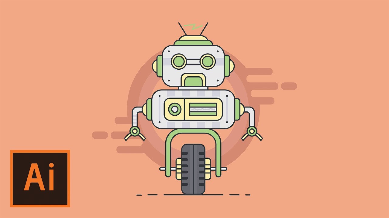 Illustrator Tutorial - Robot Character Flat Design (Illustrator Character Tutorial)