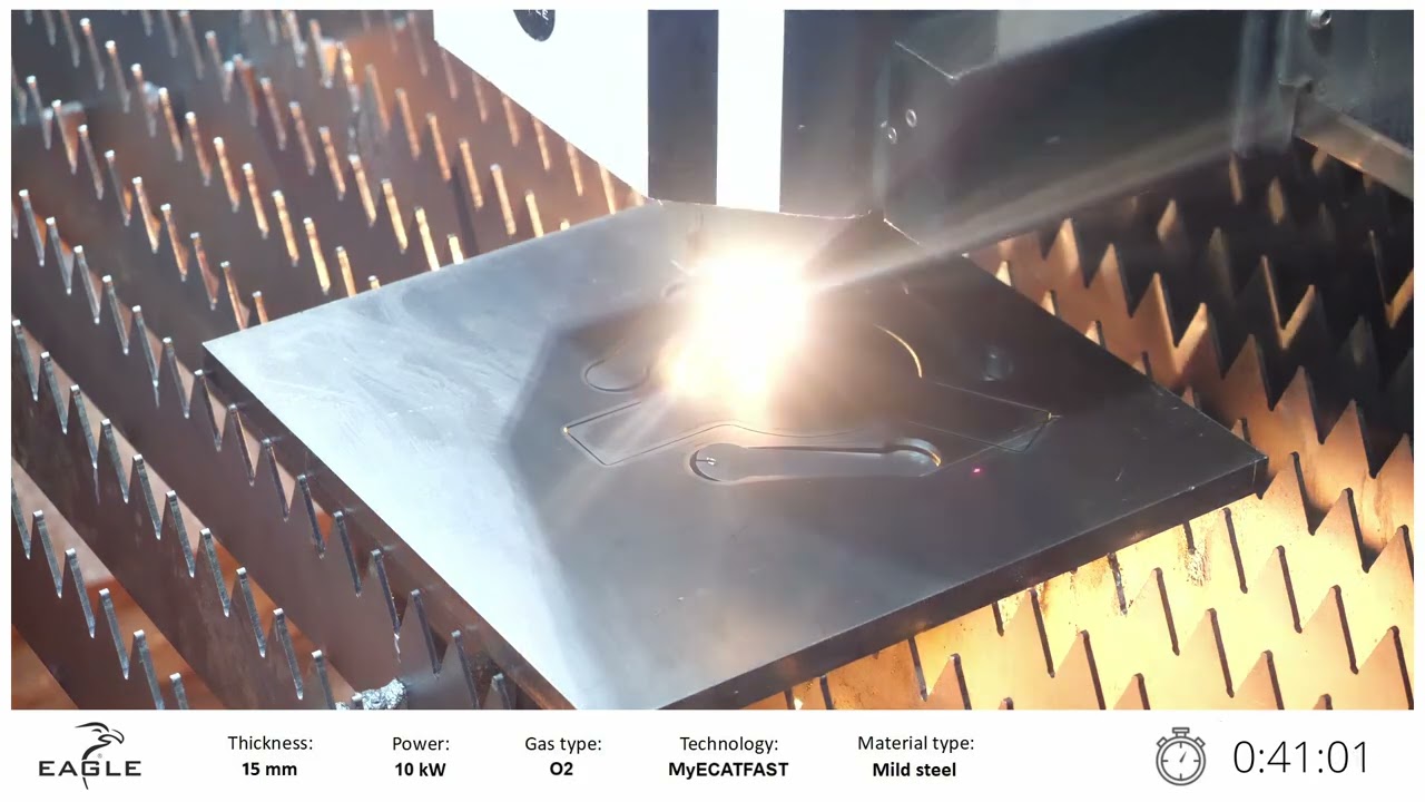 10kW 15mm Mild Steel MyECATFAST fiber laser cutting | Eagle Lasers