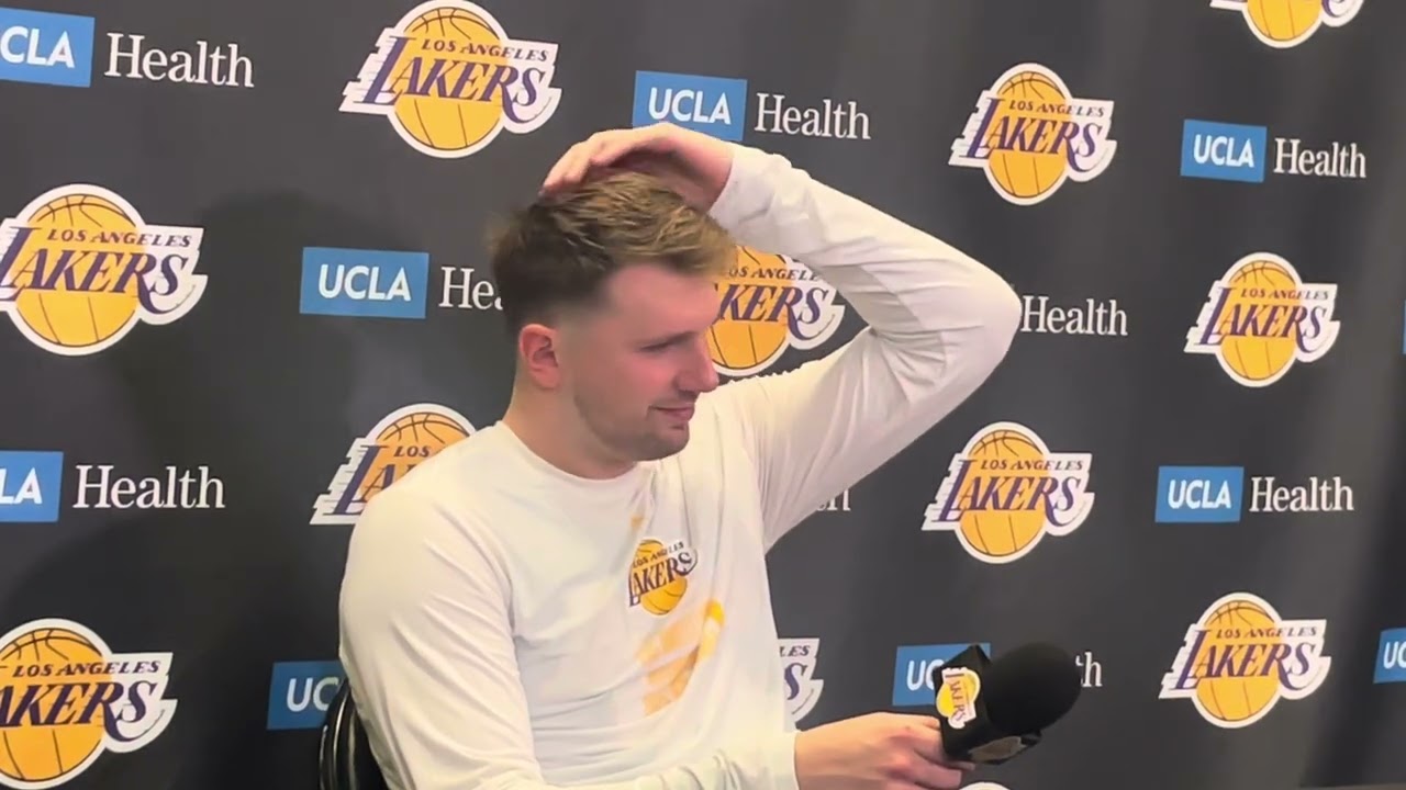 Lakers’ Luka Doncic on Jaxson Hayes’ support vs Kris Dunn, slippery court & dominating vs Clippers
