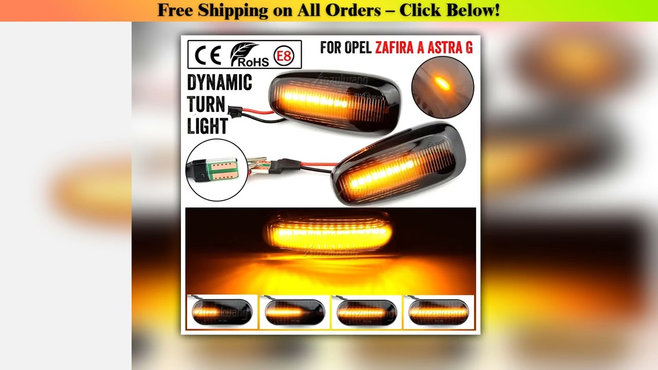 2Pcs LED Dynamic Fender Side Marker Light Turn Signal Lamps For Opel Frontera B/Speedster Astra