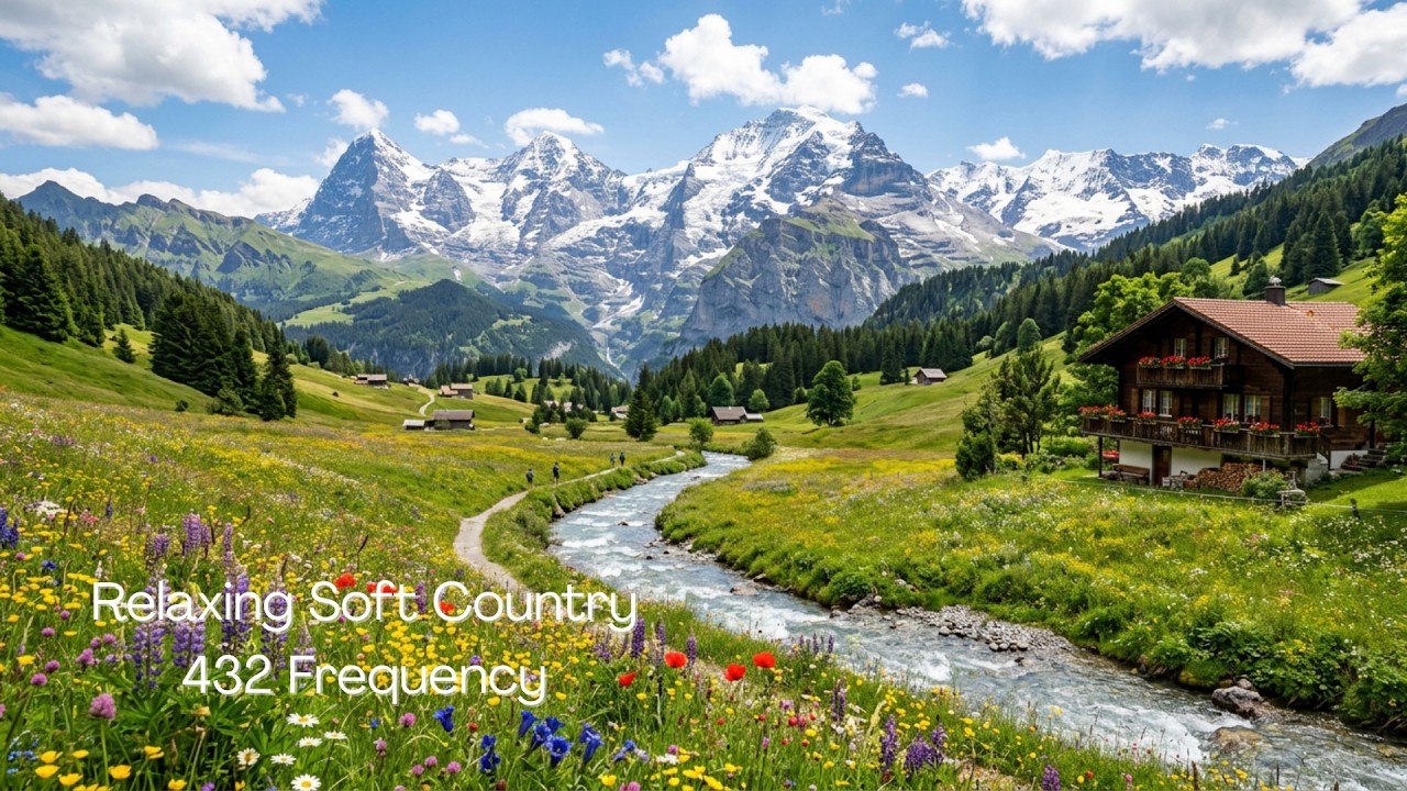 Relaxing Soft Country Music & Beautiful Mountain Stream 🌿 Peaceful Acoustic Pop (432Hz)