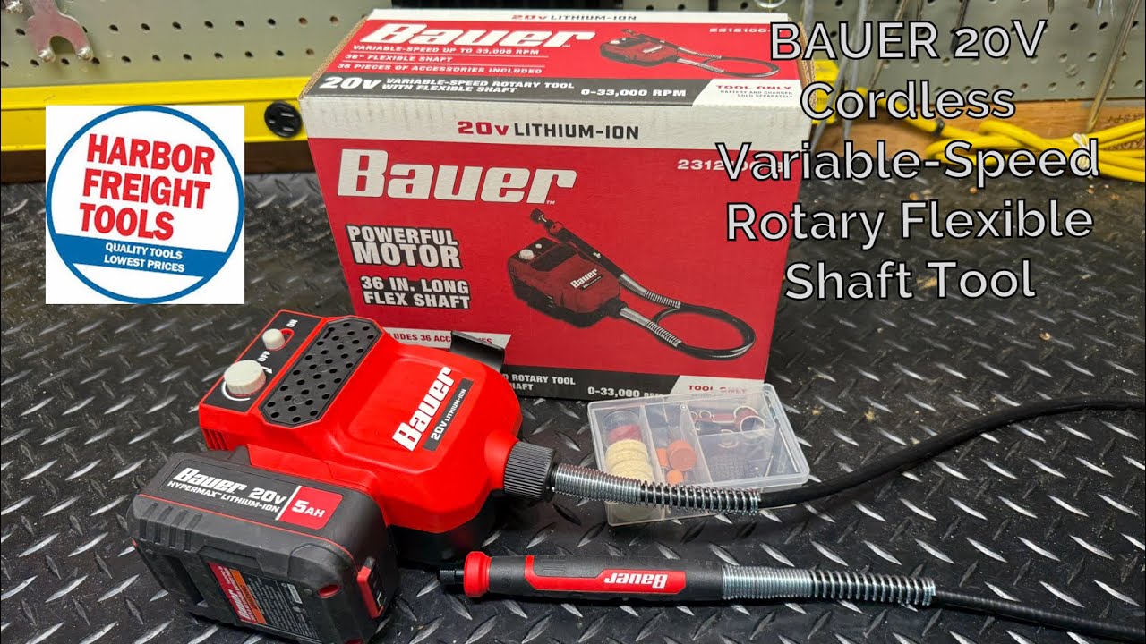 BAUER 20V Cordless Rotary Tool Kit with Flexible Shaft