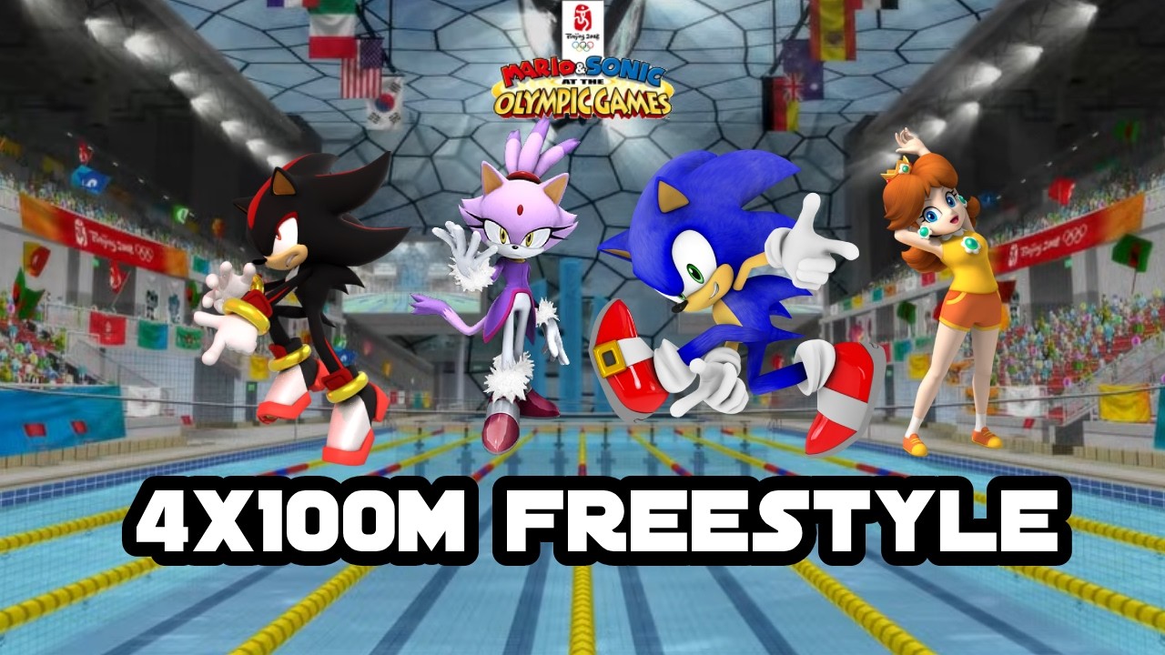 Mario & Sonic At The Olympic Games 4x100m Freestyle # 61 (Team Shadow)