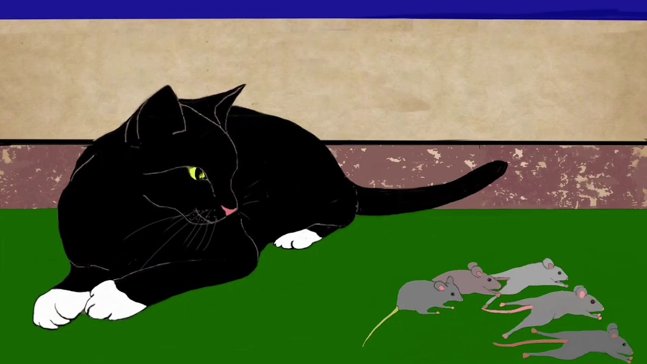 Børnesange, kattesang og video for børn til ebogen: katten der leger med mus
