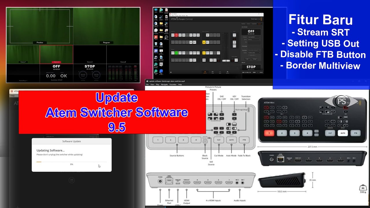 update software blackmagic atem mini pro switcher version 9.5