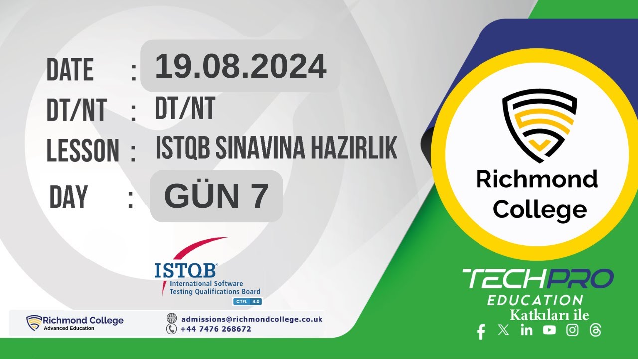 ISTQB v4.0 Foundation Level Sertifika Sınavına Hazırlık Kursu 2024 TR GÜN 7