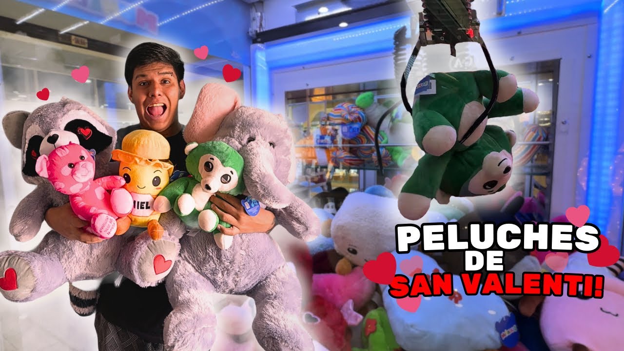 Nos llevamos TODOS los peluches de San Valent&iacute;n en las maquinas de garra de mu&ntilde;elocos!