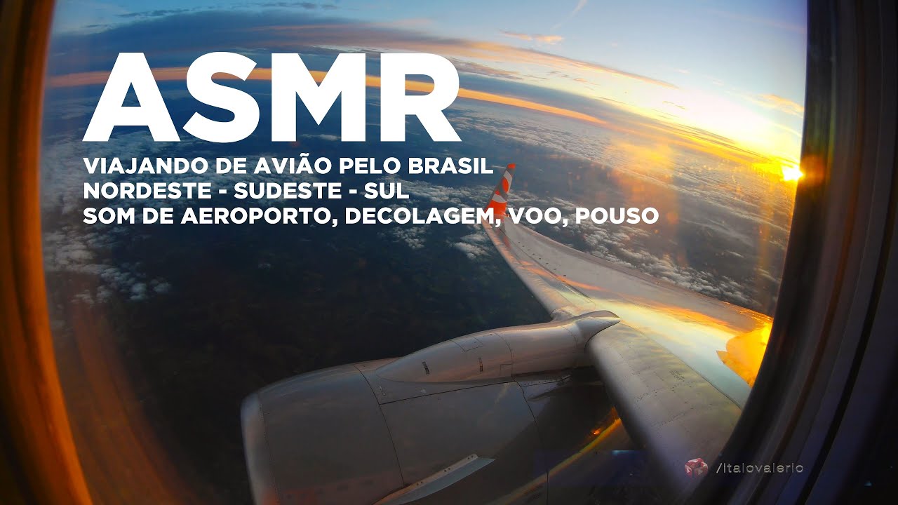 ASMR - Viajando de Avião do Nordeste para o Sudeste do Brasil - Som de avião Relaxamento Dormir