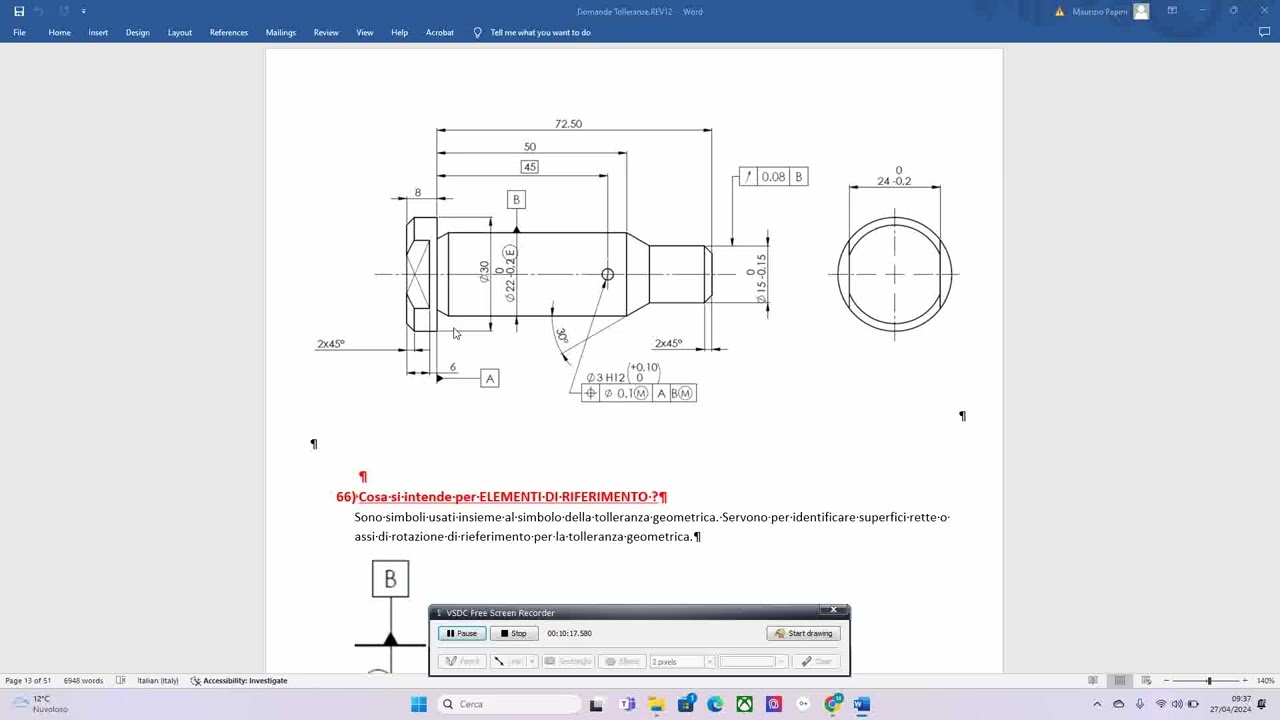 LE TOLLERANZE GEOMETRICHE E RUGOSITA' 3 LEZIONE