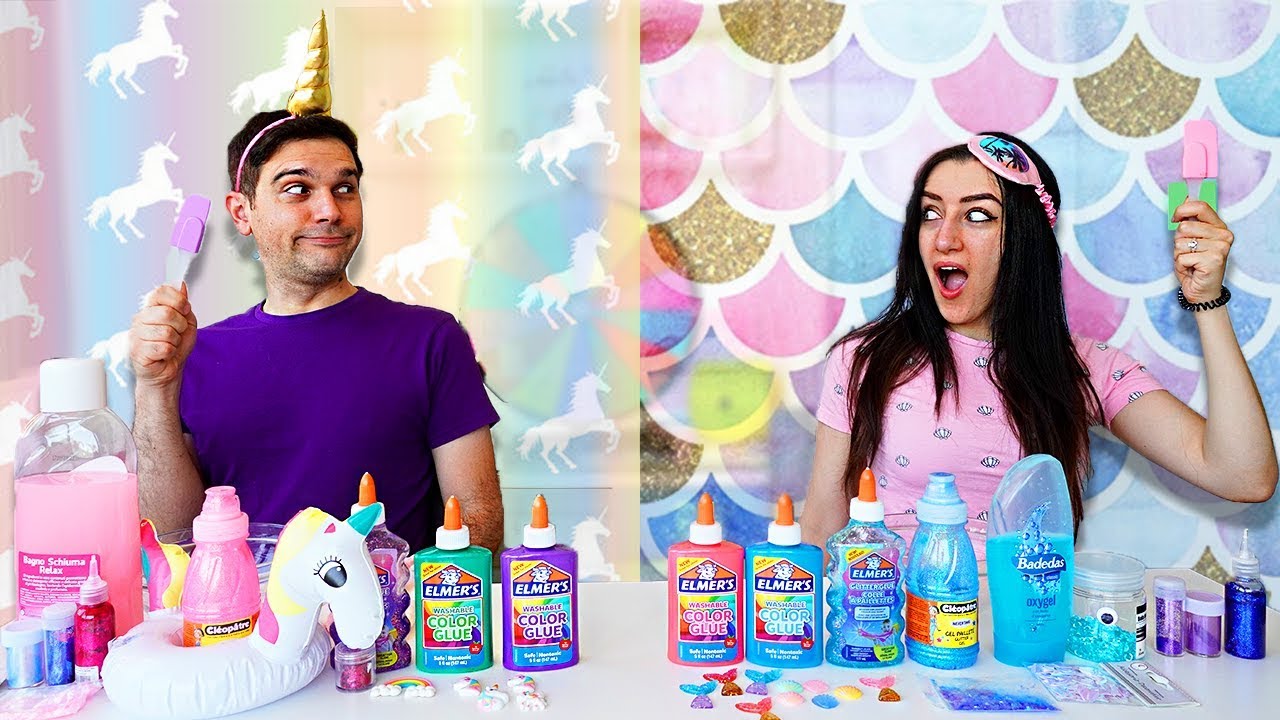 SLIME UNICORNO VS SIRENA CHALLENGE!!!!*SLIME COLORI CHALLENGE*