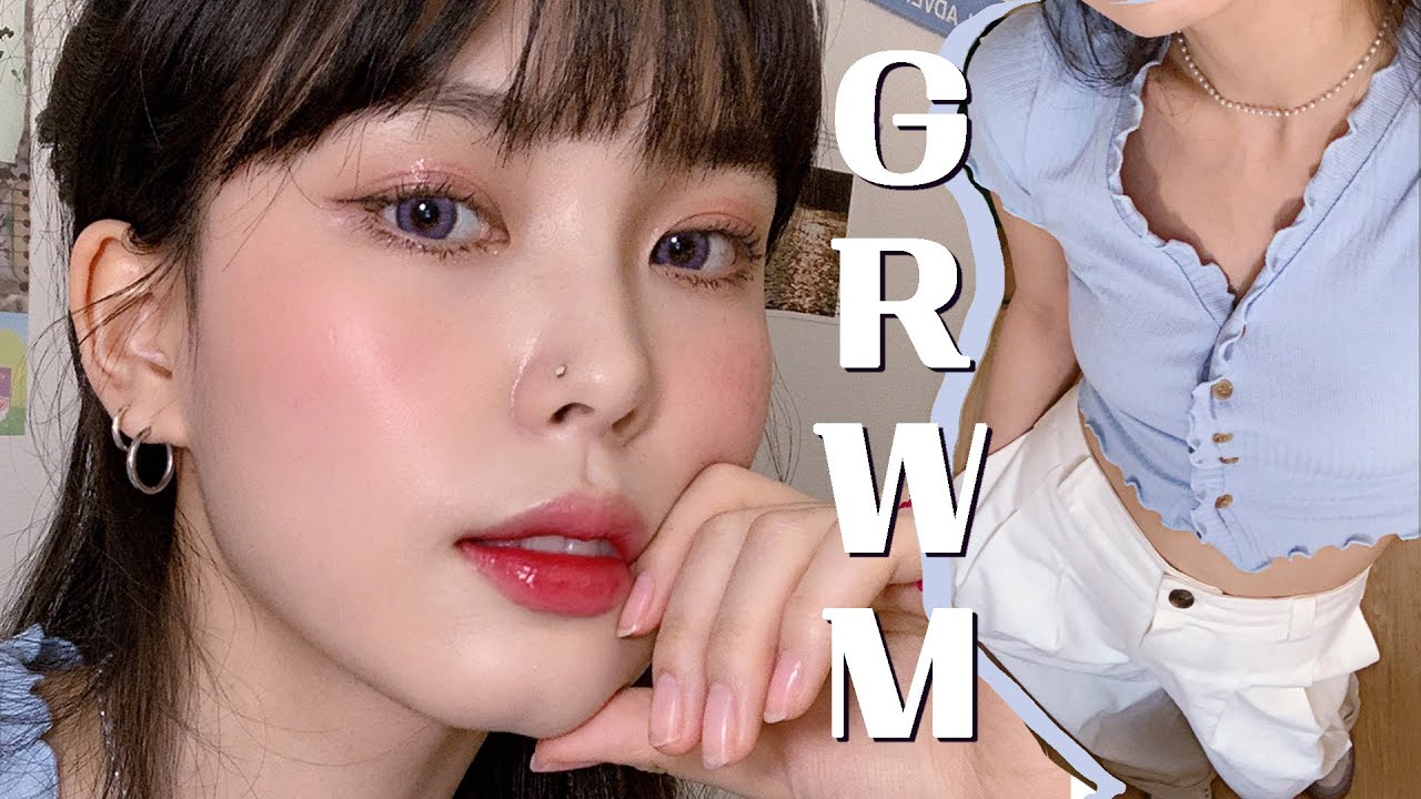 메이크업 잘먹는 스킨케어부터 촉촉 퍼플 메이크업 & 스타일링 같이해요 💜/ 여름 쿨톤 메이크업, 여름 데일리룩 / Purple Glitter 'GRWM'