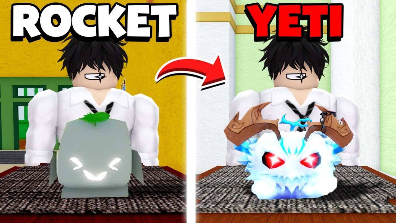 Mình Đổi Trái Ác Quỷ Từ ROCKET Tới YETI Trong 24 GIỜ SIÊU KHÓ Trong Blox Fruits | Roblox