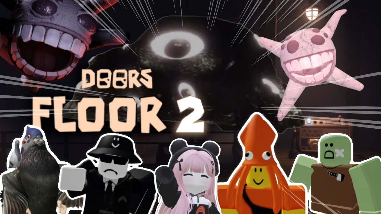 DOORSフロア2『The Mines』初見プレイ〜動画班達とやったら面白すぎたww /敵キャラ解説　#ロブロックス #ドアーズ