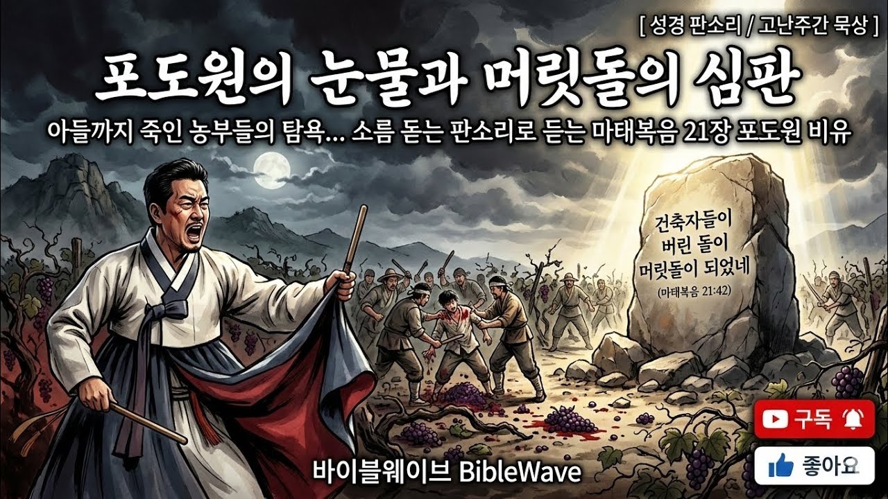 포도원의 눈물과 머릿돌의 심판 | 아들까지 죽인 농부들의 탐욕... 소름 돋는 판소리로 듣는 마태복음 21장 포도원 비유 [성경 판소리 / 고난주간 묵상] #바이블웨이브