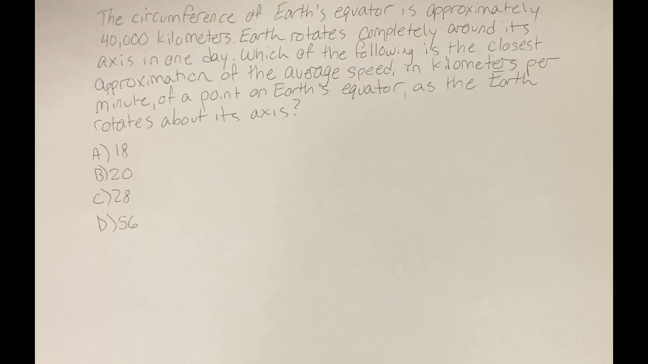 The circumference of Earth's equator is approximately 40,000 kilometers. Earth rotates completely