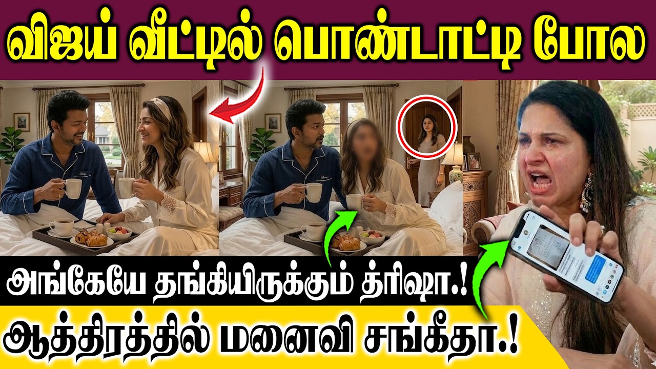 விஜய்வீட்டில் பொண்டாட்டி உரிமை எடுத்து அங்கேயே தங்கியிருக்கும் த்ரிஷா.. ஆத்திரத்தில் மனைவி சங்கீதா.!