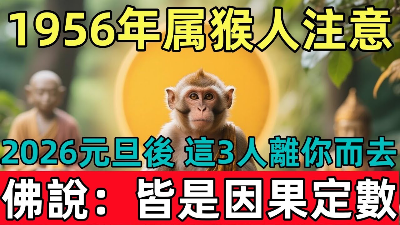 1956 年屬猴人2026元旦過後，將有3人離你而去，佛說：皆是因果定數他們是誰？真的出乎意料！不看後悔！#佛约#生肖#财运 #佛學 #佛陀 #佛法 #佛教 #修行#生肖运势#属相运势#生活