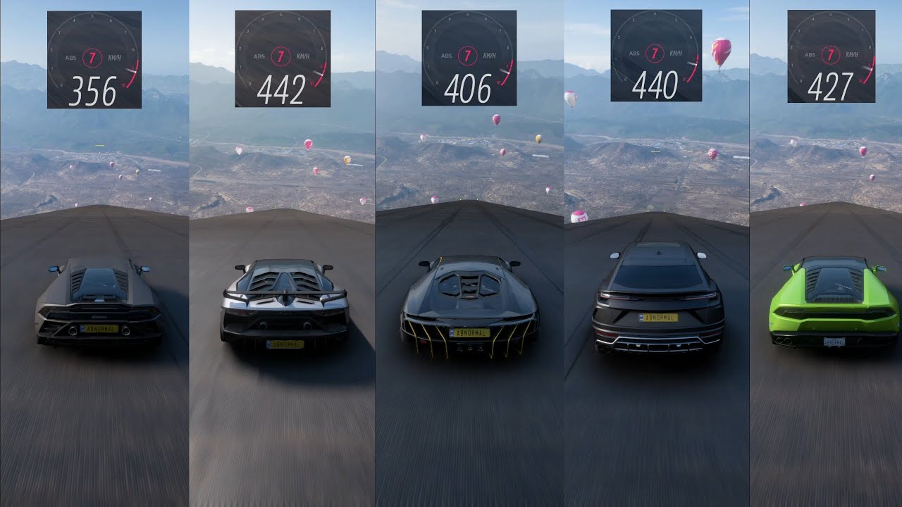 FORZA HORIZON 5 - THE  UNREAL TOP SPEED EPISODE | ALL LAMBORGHINI CARS | INSANE DOWNHILL TOP SPEED