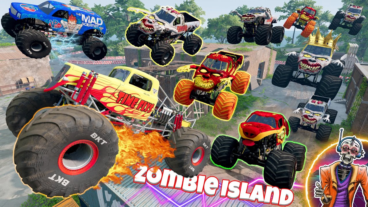 Monster Jam: БЕЗУМНОЕ приключение на острове зомби #61 | ГИГАНТСКИЙ КОРОЛЬ ЗОМБИ | BeamNG Drive