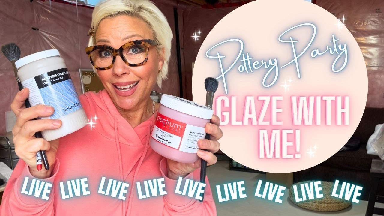GLAZE POTTERY WITH ME LIVE!! Join the Pottery Party!! Bring you Pressing Questions! Can we say 10K?