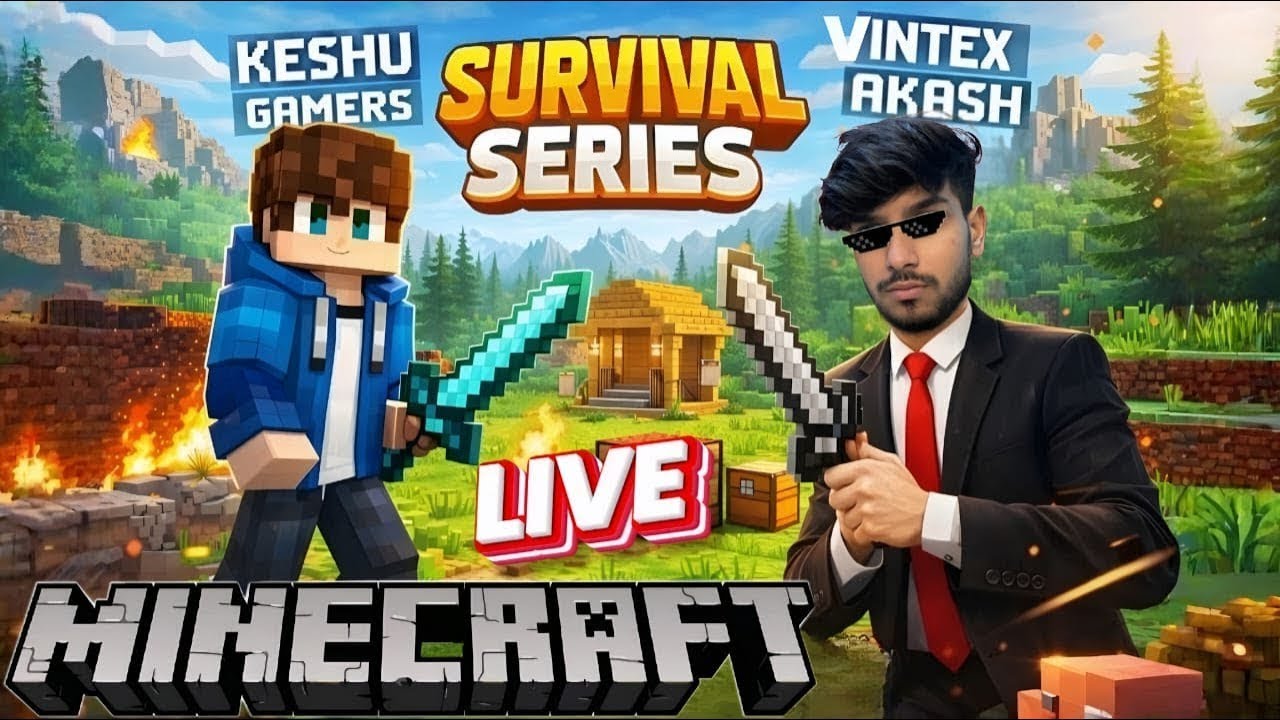Minecraft Duo  Survival series new journey begins || keshugamerzz is  live ||  @VintexAkash ​