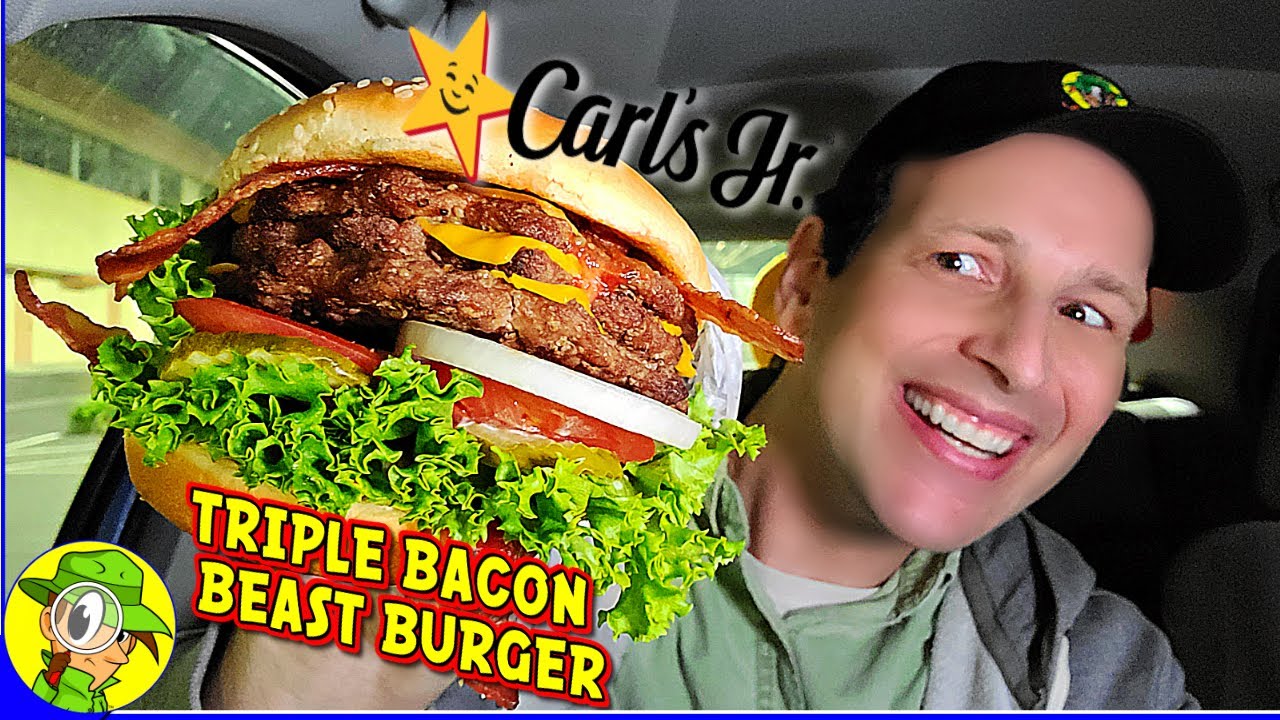 Carl's Jr.® ⭐ Обзор бургера Triple Bacon Beast ??? Меню Bacon Beast ?