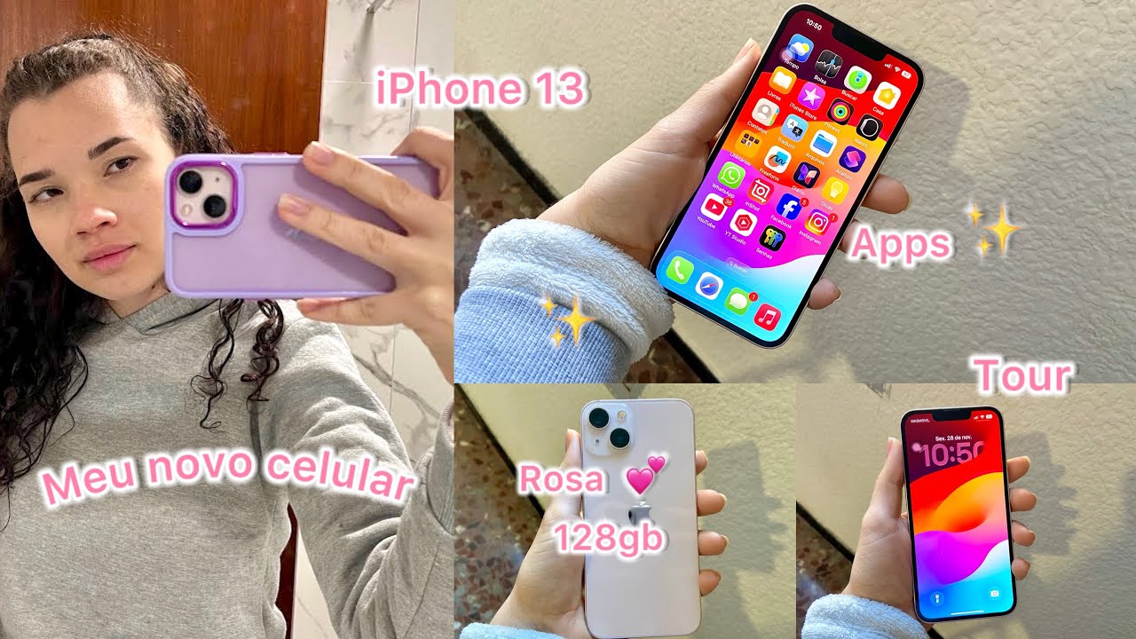 MEU NOVO CELULAR 📲💗| iphone 13 (128gb) pink, tour, apps UNBOXING