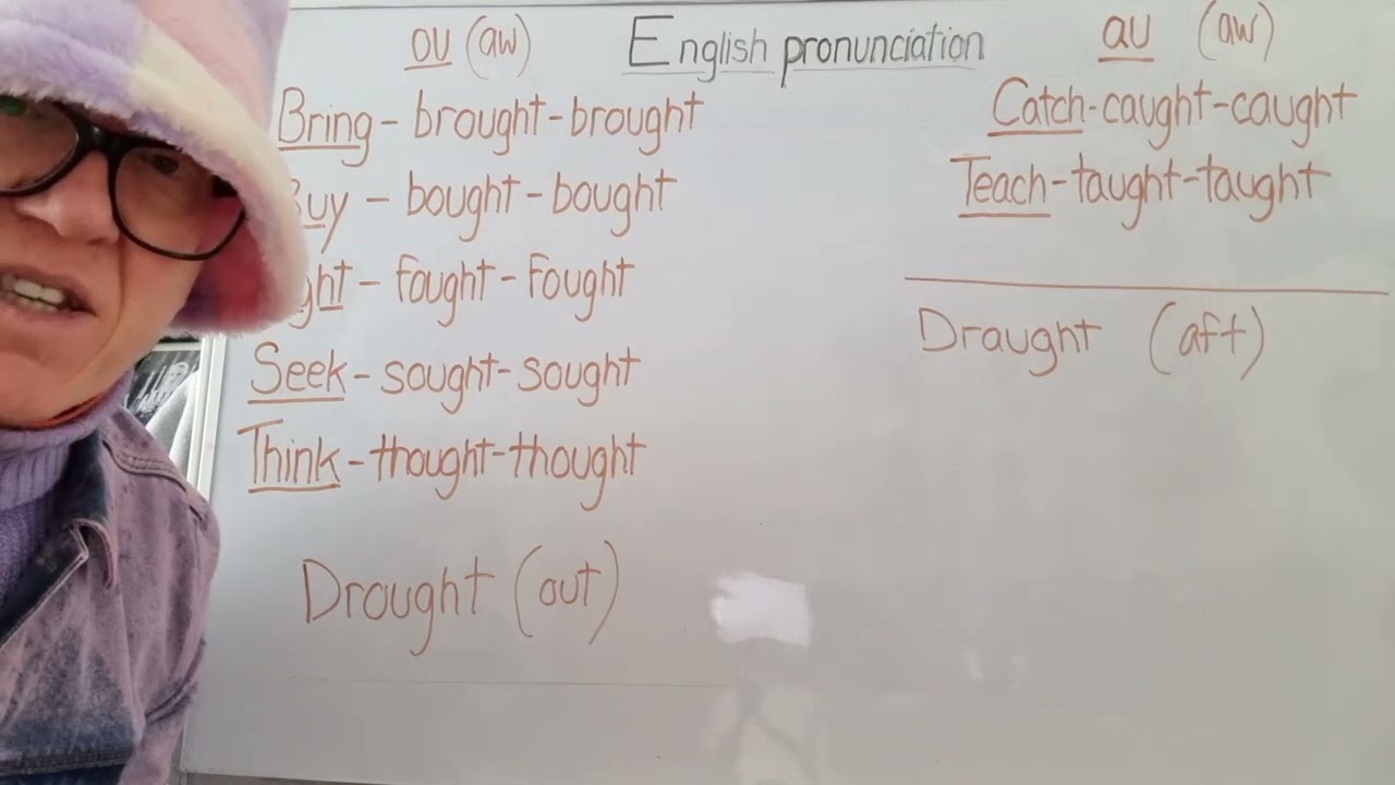 English pronunciation - Bought, brought, fought, sought, thought, caught & taught