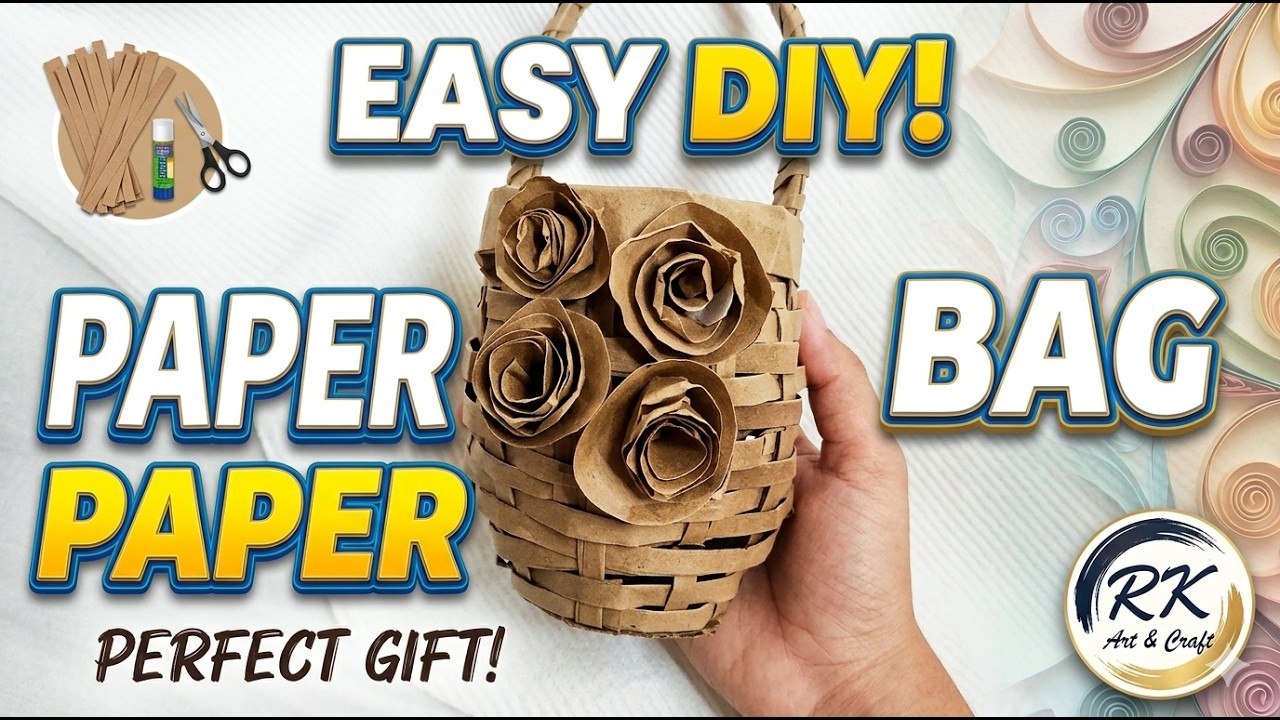 Brown Paper Basket From Waste Bag | Best Out of Waste Craft | Easy DIY Home Decor
