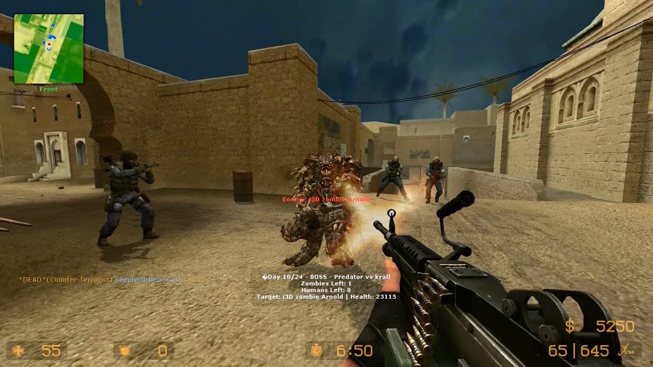 Counter Strike Source Zombie Riot online gameplay on Dust 1