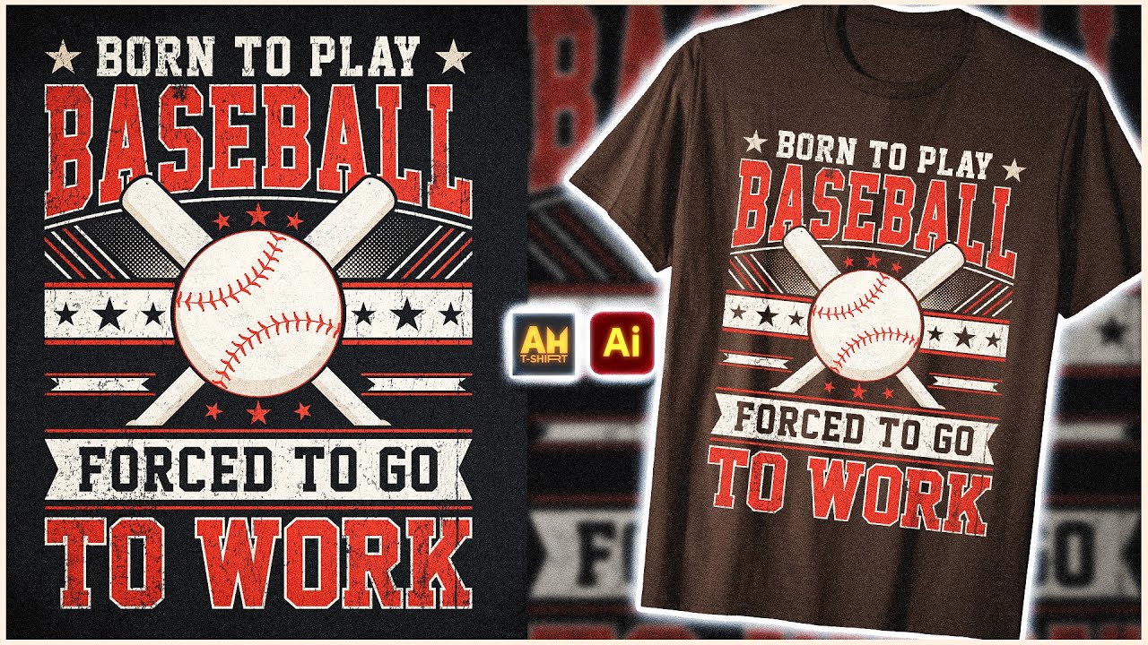 How Make a Baseball Shirt Design in Illustrator | T-Shirt Design Bangla Tutorial| AH T-SHIRT