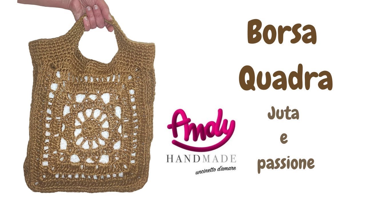Borsa QUADRA in Juta Andy Handmade Uncinetto Facile