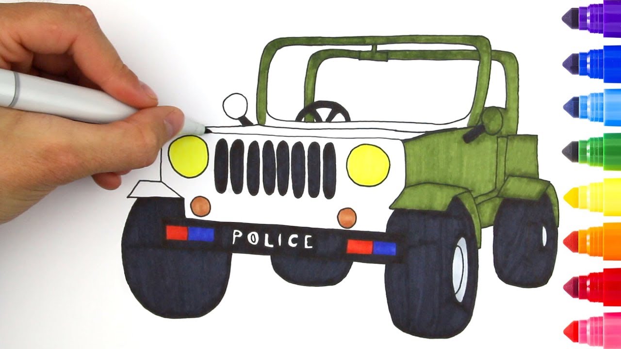How to Draw a Police Car for Kids - Police Car Coloring Page for Kids