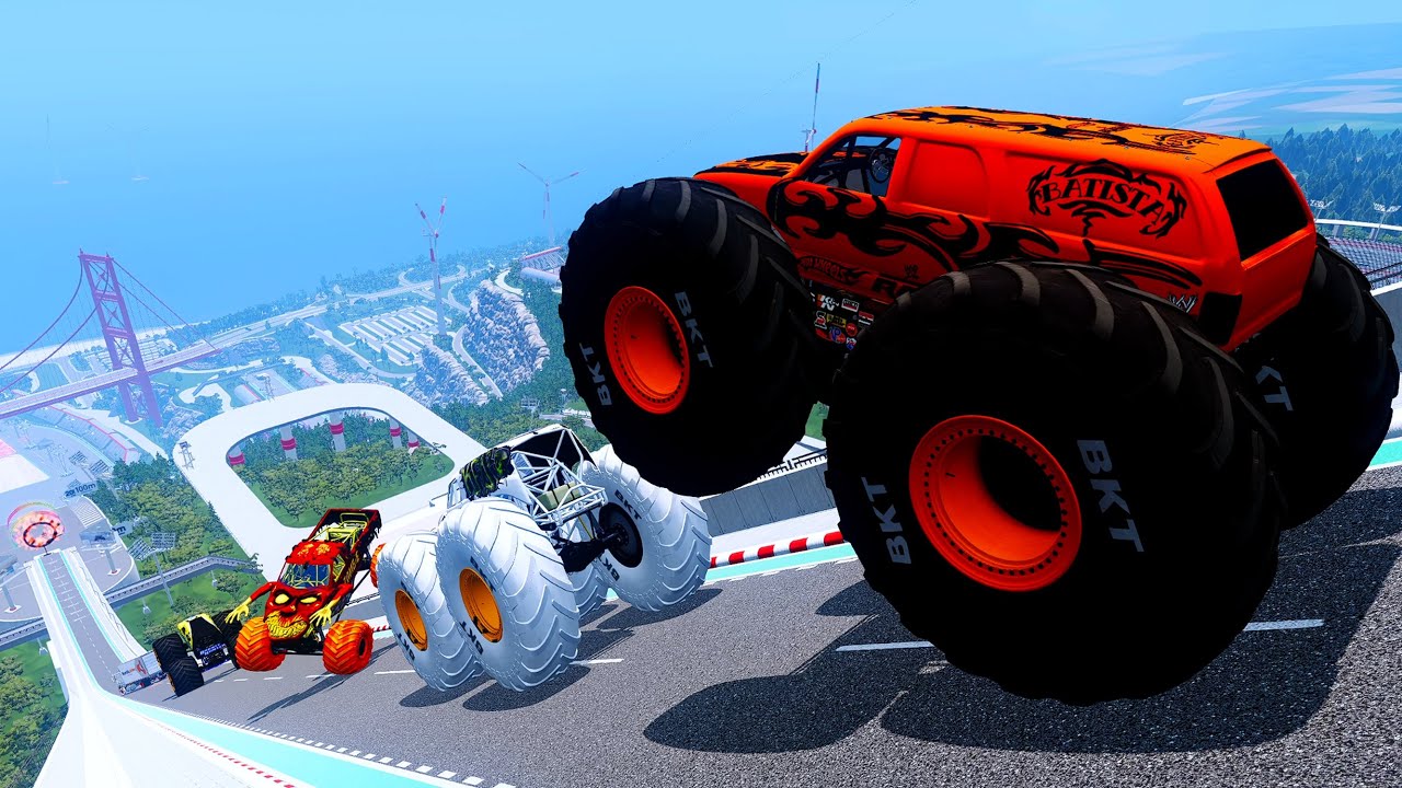 Epic High Speed monster trucks jumps stunts & crashes #094 | BeamNG Drive