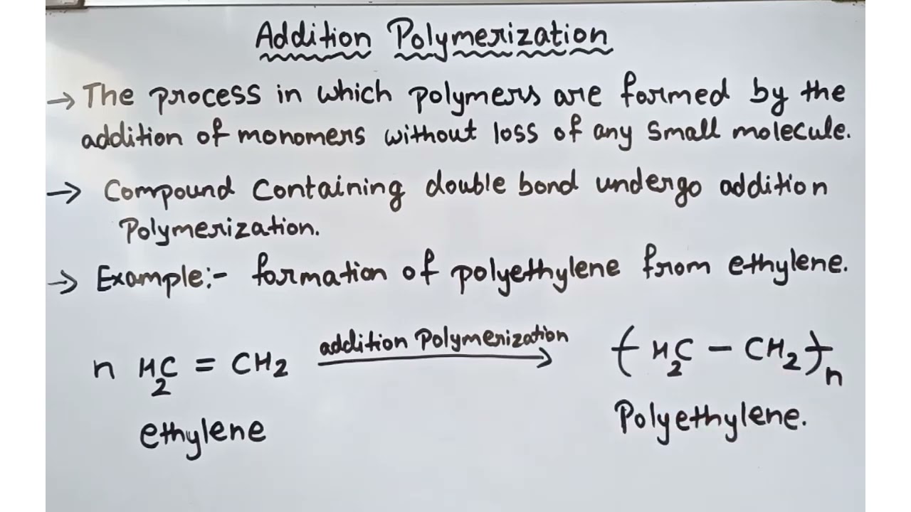 Addition polymerization||polymer|| introduction to polymer chemistry|| class 12