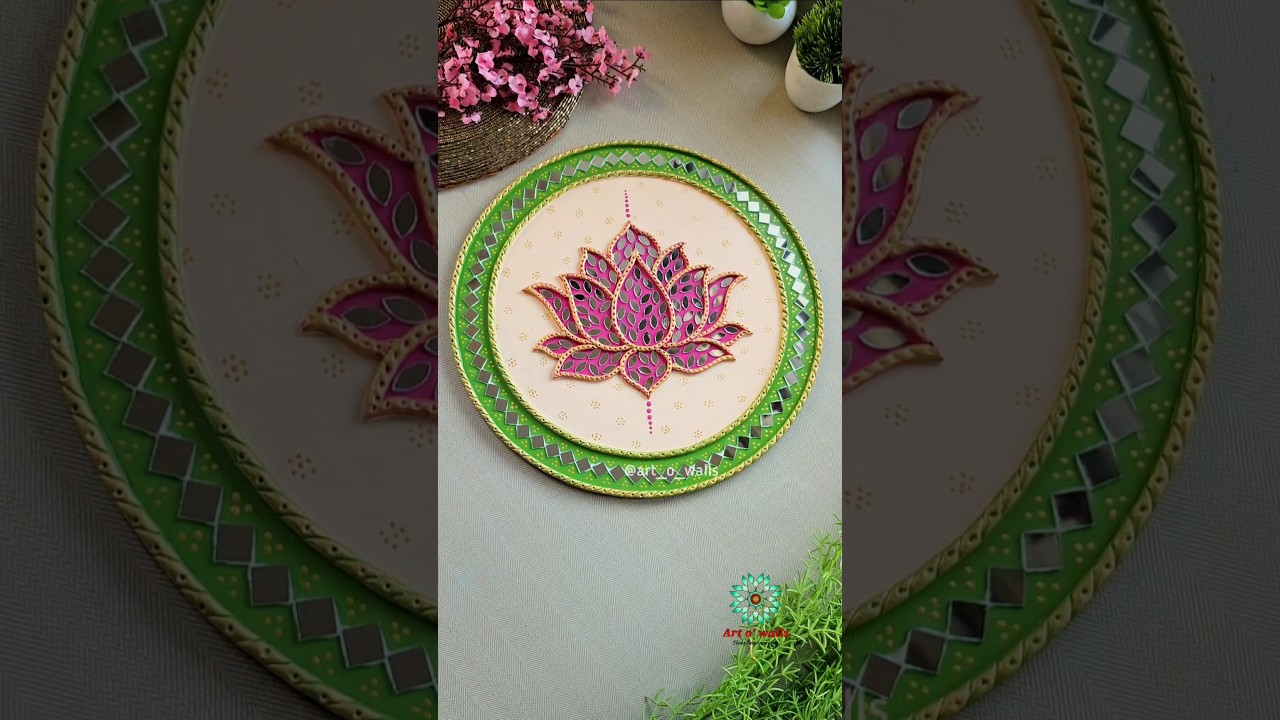 Easy lotus design, Lippan Art ❤️ #easydiy #lotus #trending #diycrafts #homedecor #shorts #lippanart