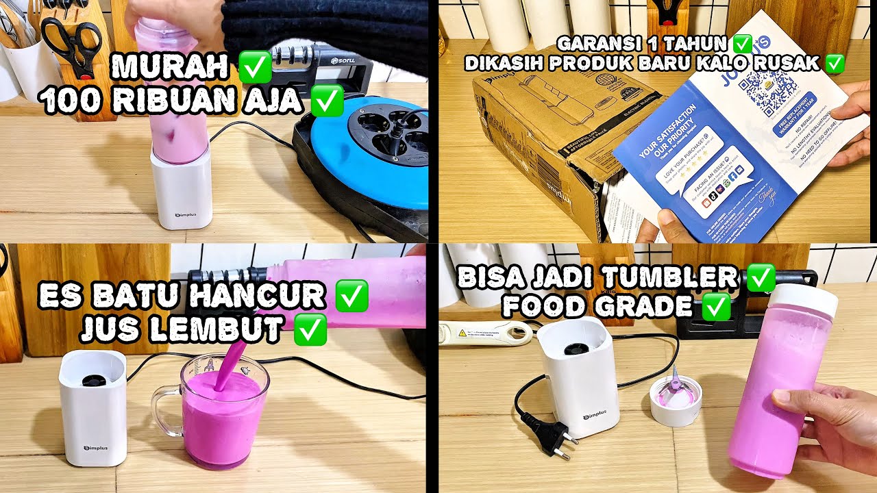 Review Mini Juicer Blender SIMPLUS 100 Ribuan : Kuat Hancurin Es & Bisa Jadi Tumbler !
