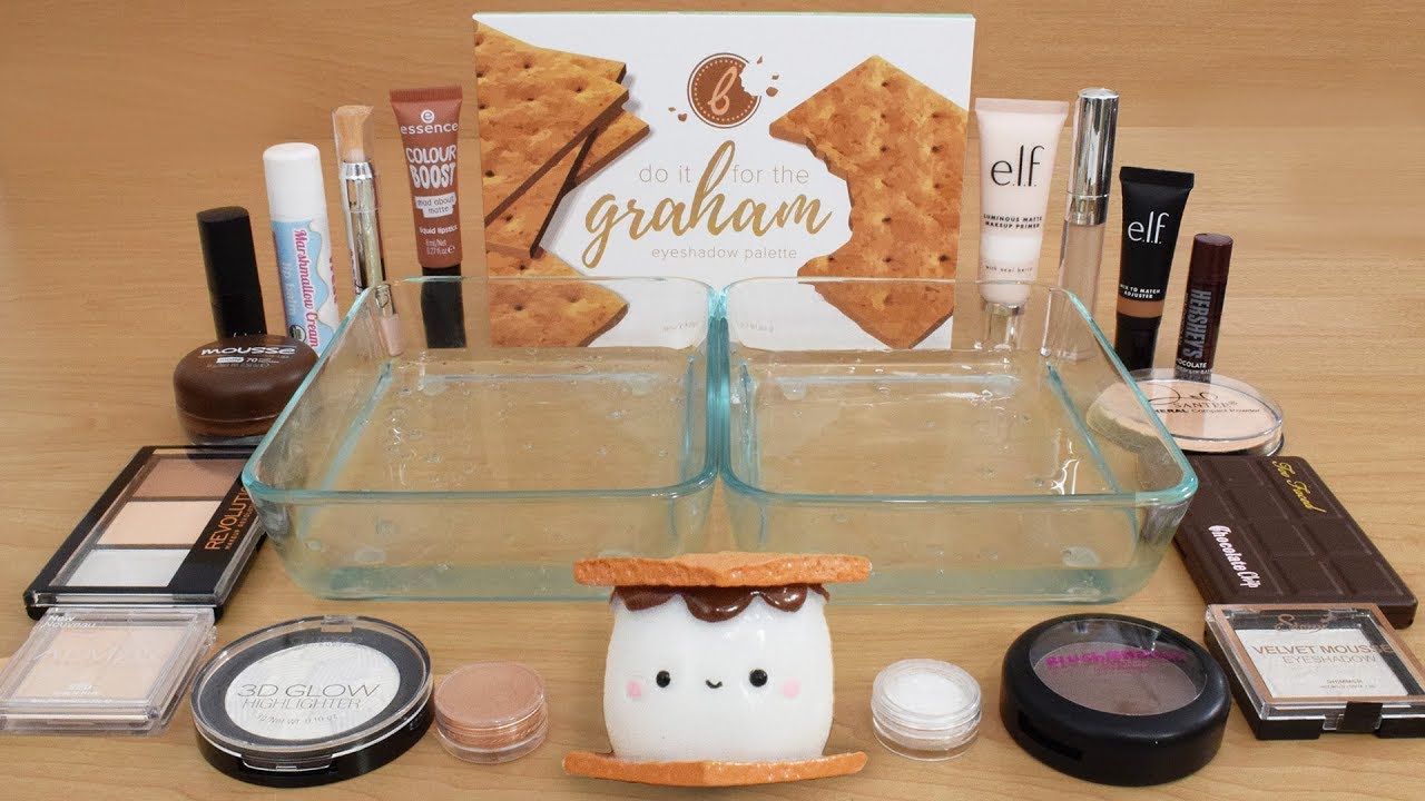 Smores - Mixing Makeup Eyeshadow Into Slime Special Series 204 Satisfying Slime Video