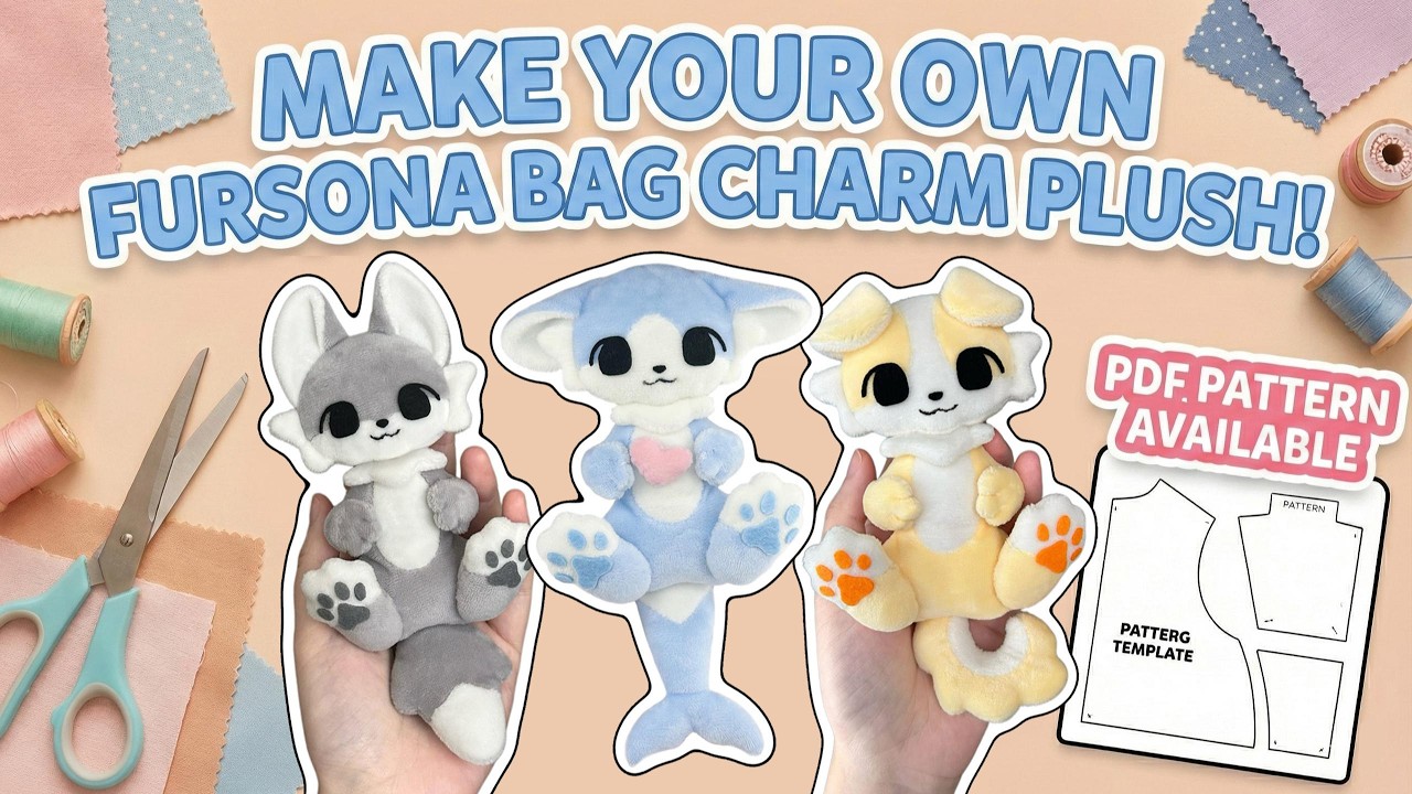 How to Make a Fursona Bag Charm Plushie 🐾  Step-by-Step Tutorial 🧵 PDF Sewing Pattern