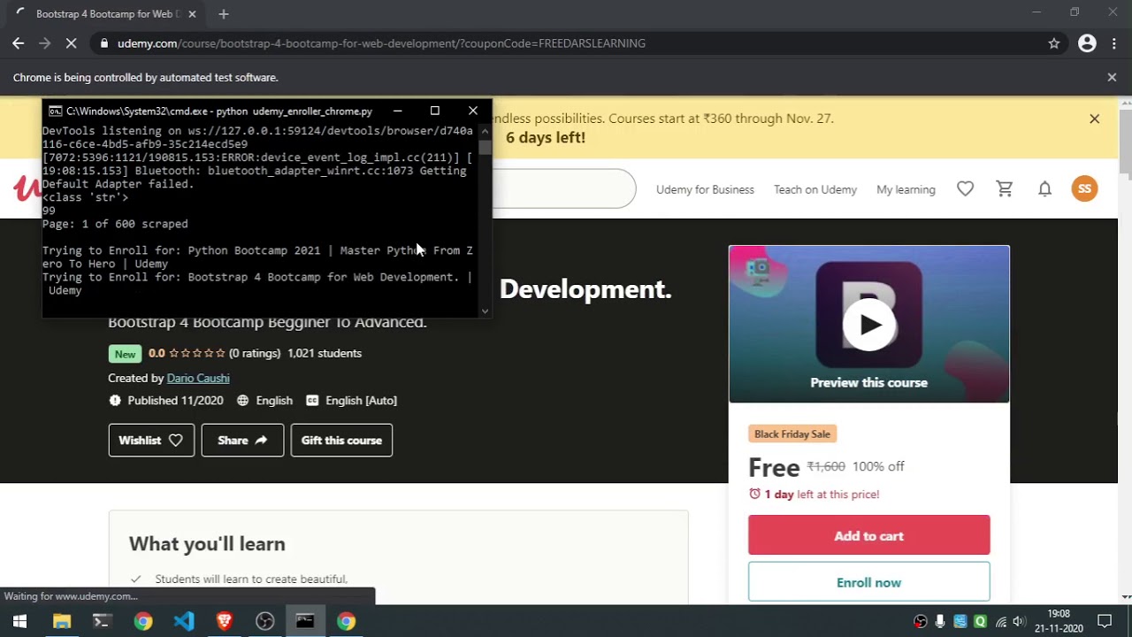 Using Python to get Udemy courses for free!