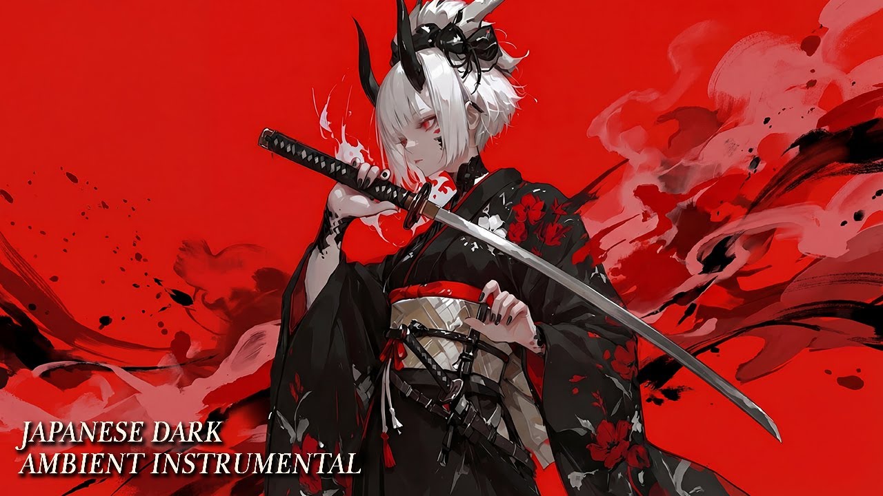 Japanese Dark Ambient — Oni Girl with Katana & Crimson Silence | 刀と鬼、ひとつの魂