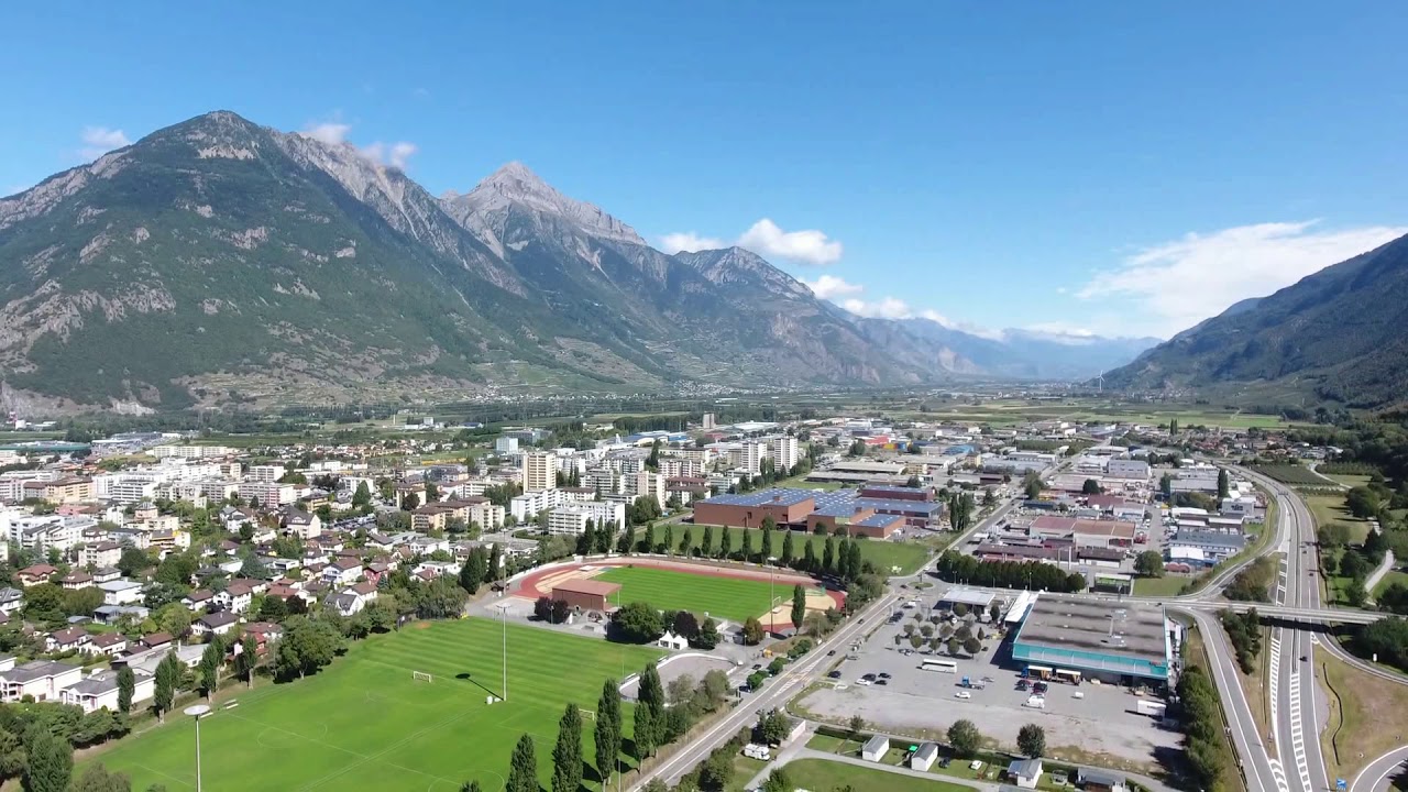 Ville de Martigny vue du ciel