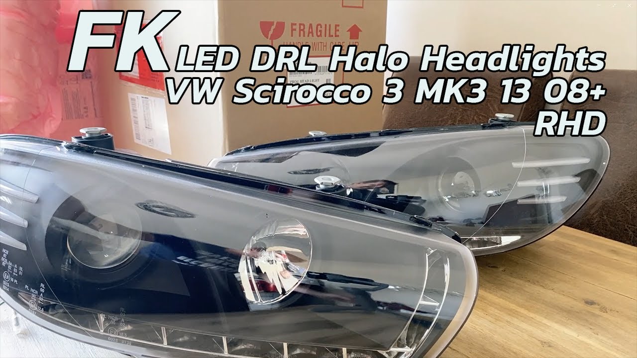 FK Set LED DRL Halo Lightbar Headlights VW #Scirocco 3 MK3 13 2008+ RHD
