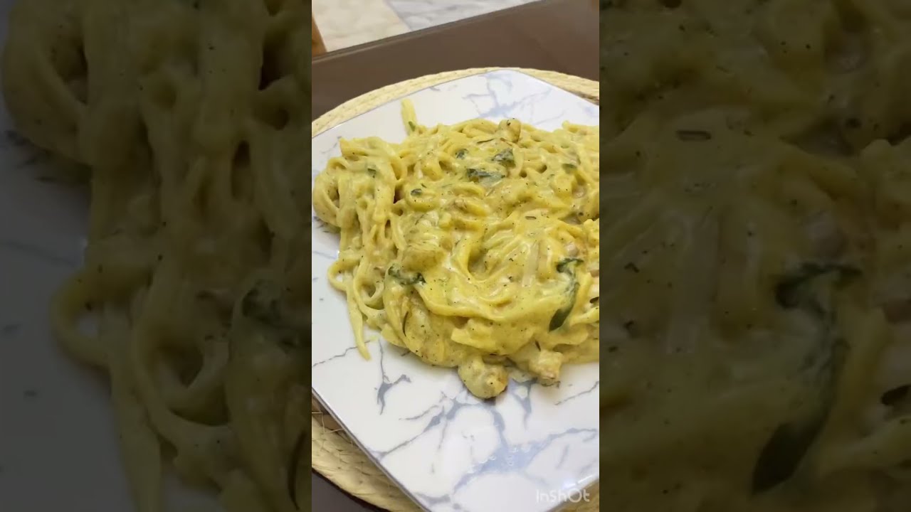 Tagliatelle sauce blanche, sauce crèmeuse avec poulet 🍗 #tagliatelle  #المطبخ_التّونسي #تليتلي 