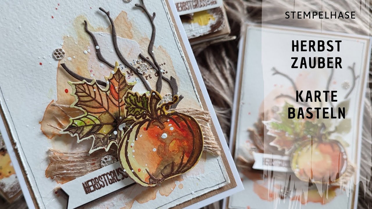 Lust eine Herbstkarte mit Aquarell, Embossing und Glitzer zu basteln?