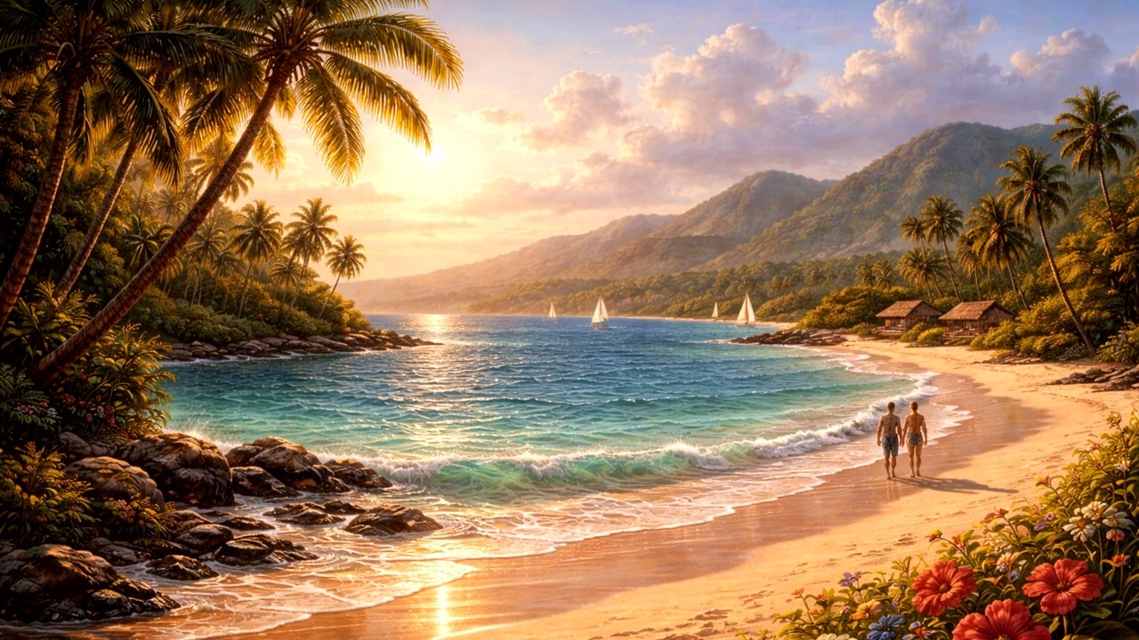 PAISAGEM PARA TV Praia Paradisíaca com Mar Azul 🌴 Paisagem Relaxante para TV 4K